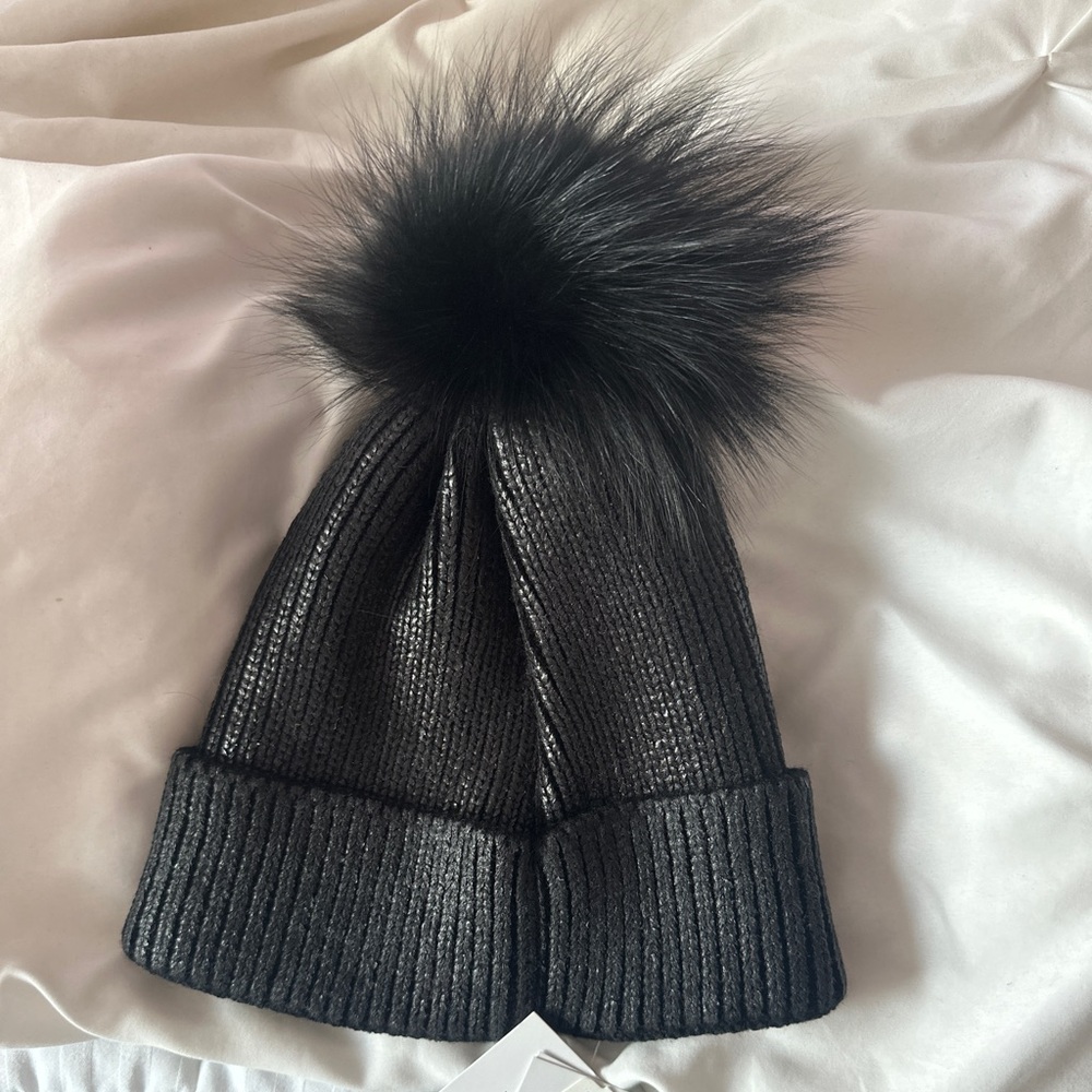 Adrienne Landau acrylic black fur hat
